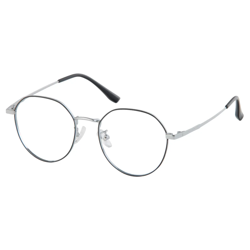 Round Black Silver Eyeglasses
