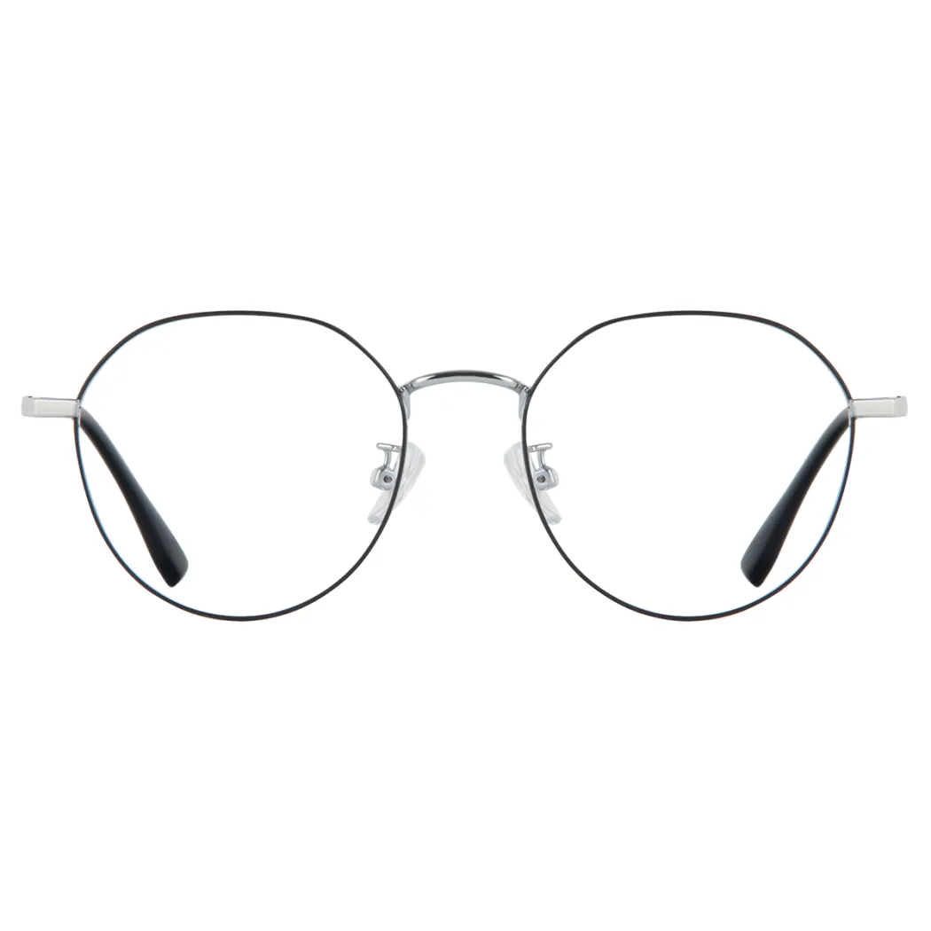 Round Black Silver Eyeglasses