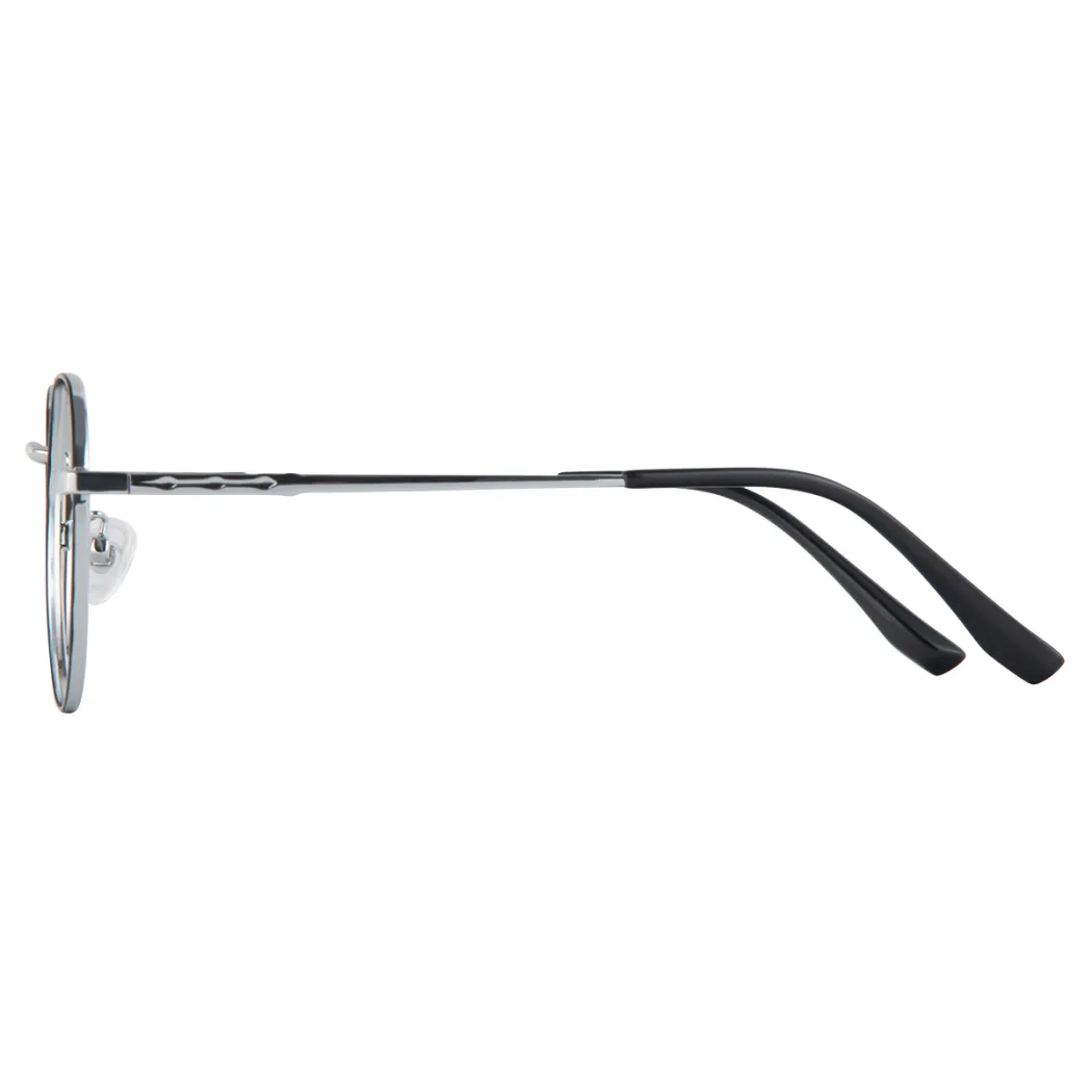 Round Black Silver Eyeglasses