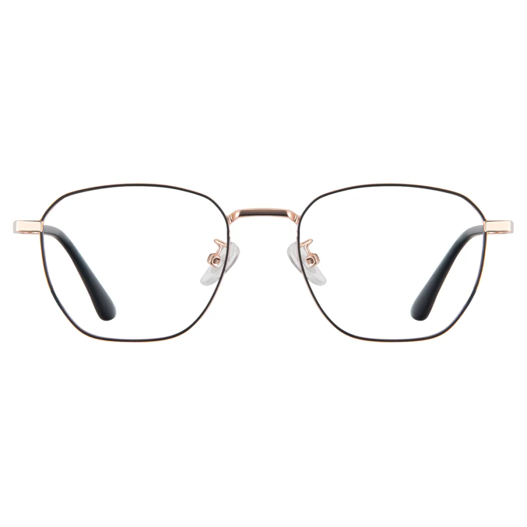 Rectangle Black Gold Eyeglasses
