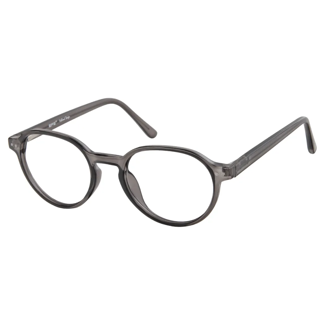 Oval Transparent Gray Eyeglasses
