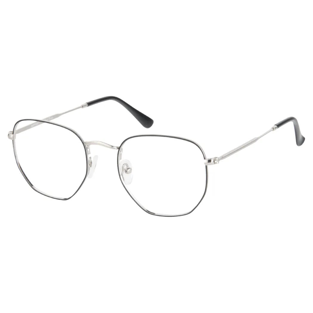 Geometric Black Silver Eyeglasses