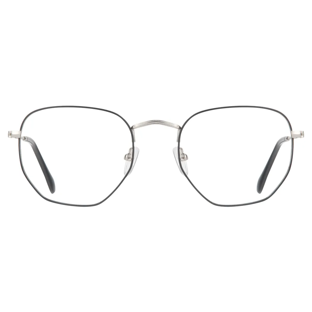 Geometric Black Silver Eyeglasses