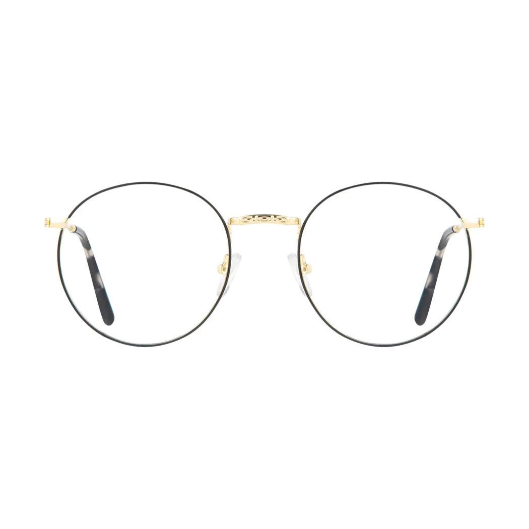 Round Black Gold Eyeglasses