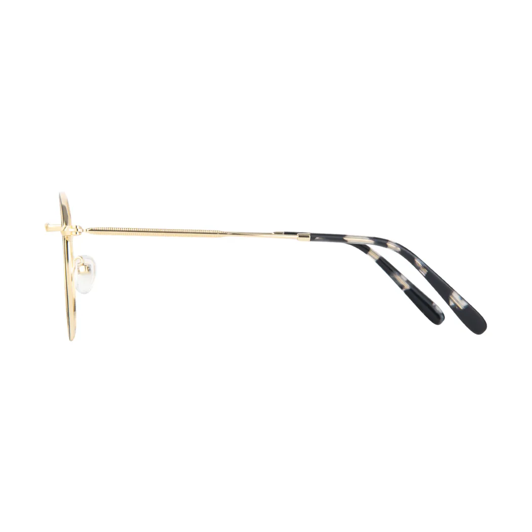 Round Black Gold Eyeglasses