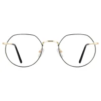 Geometric Black Gold Eyeglasses