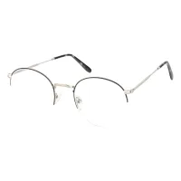 Round Black Silver Eyeglasses