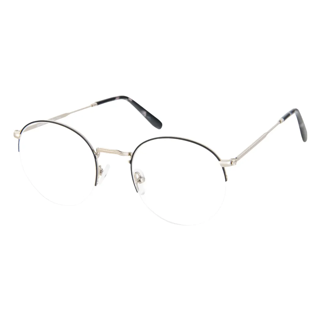 Round Black Silver Eyeglasses