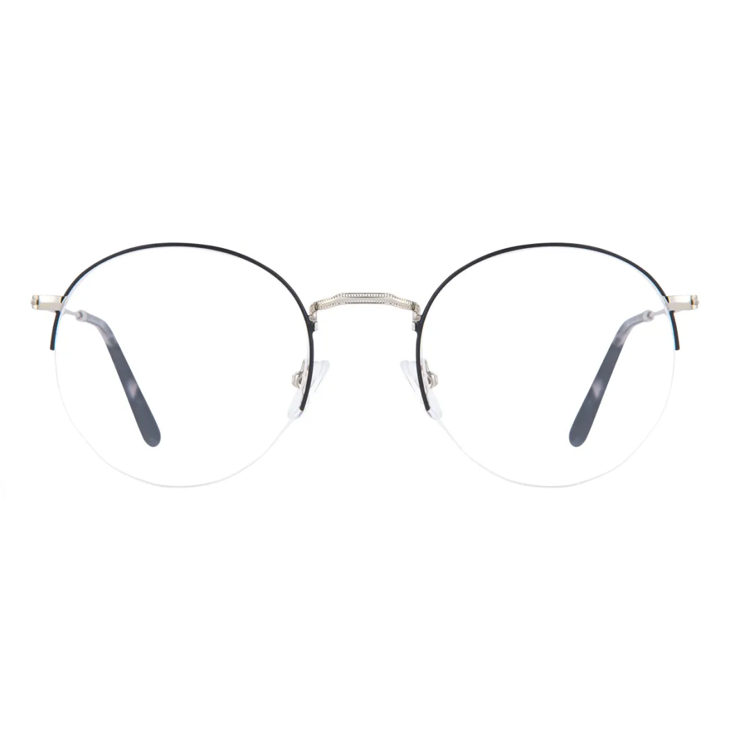 Round Black Silver Eyeglasses