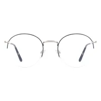 Round Black Silver Eyeglasses
