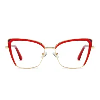 Square Red/Gold Eyeglasses