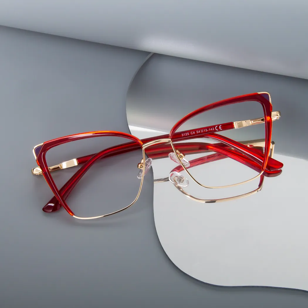 Square Red/Gold Eyeglasses