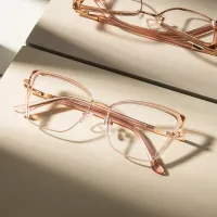 Square Transparent Amber Eyeglasses