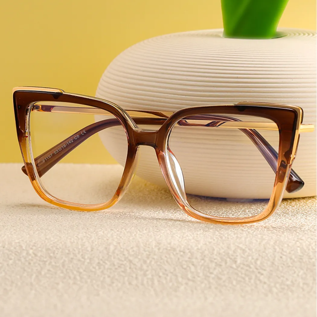 Square Brown/Yellow Eyeglasses