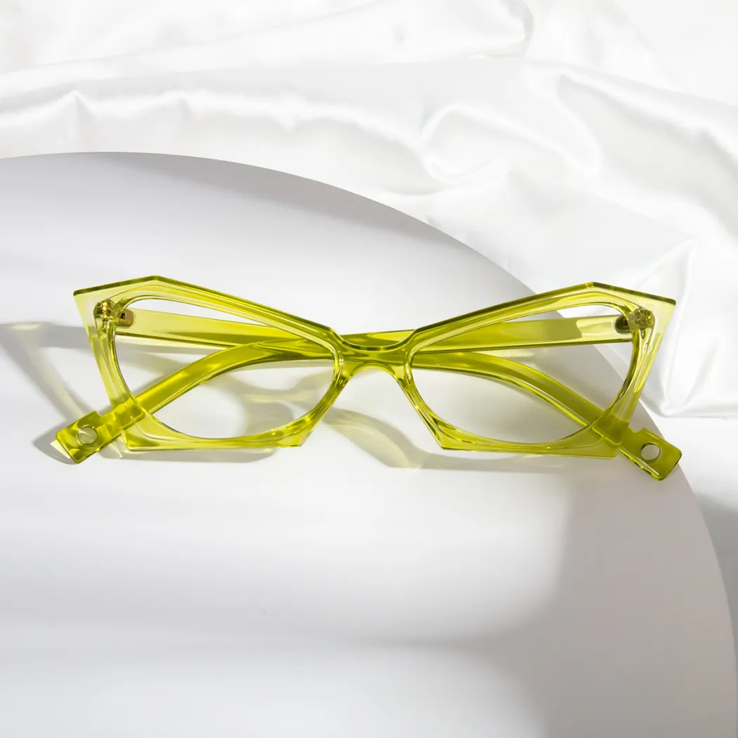 Cat-eye Transparent Green Eyeglasses