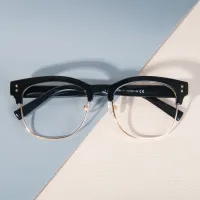 Browline Black Gold Eyeglasses