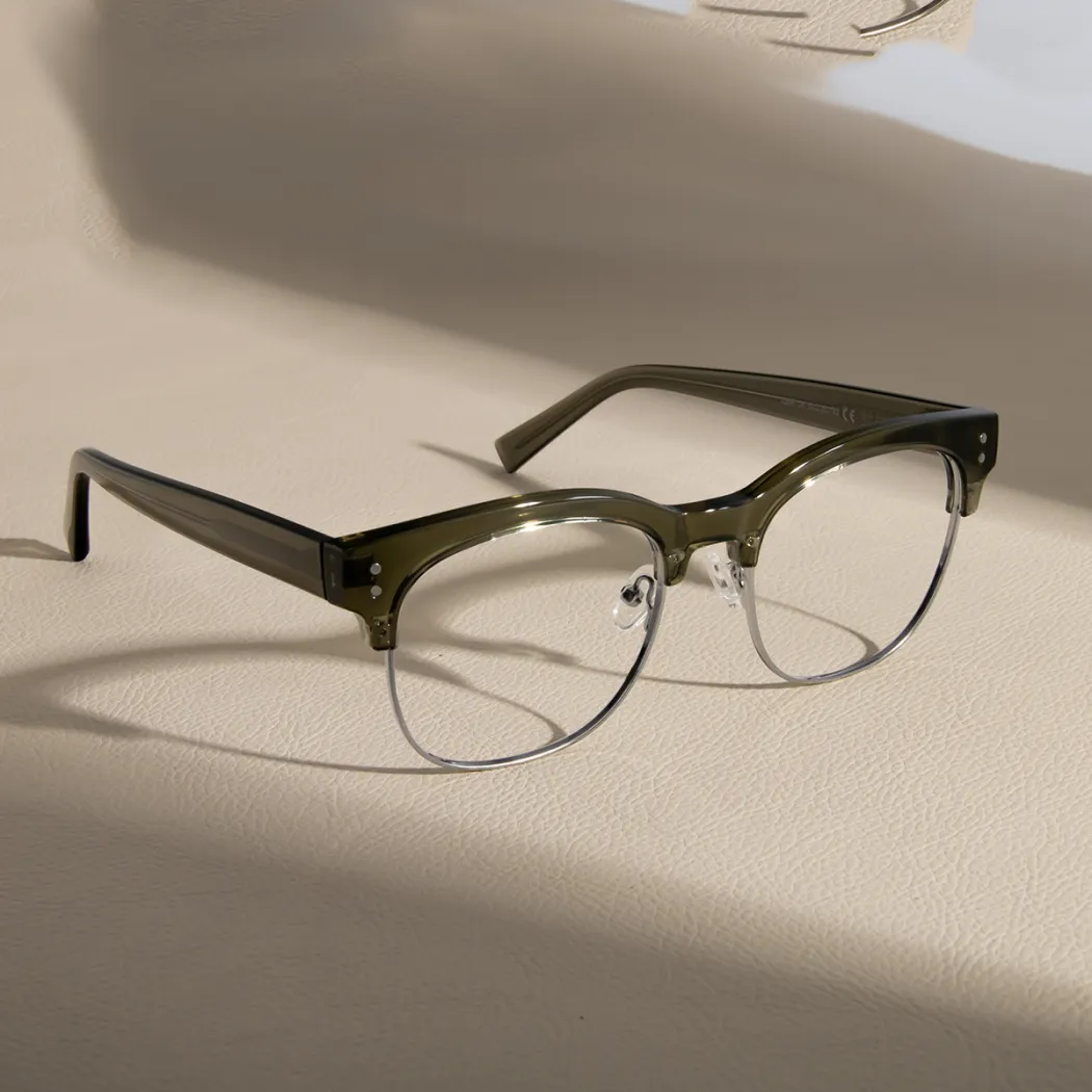 Browline Dark Green Eyeglasses