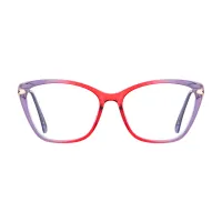Square Transparent Purple/Transparent Red Eyeglasses