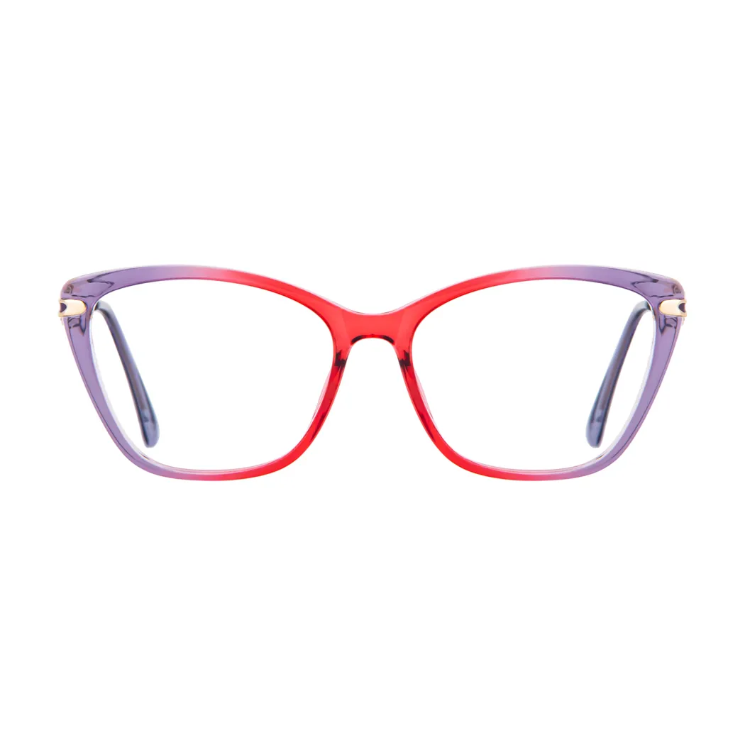Square Transparent Purple/Transparent Red Eyeglasses