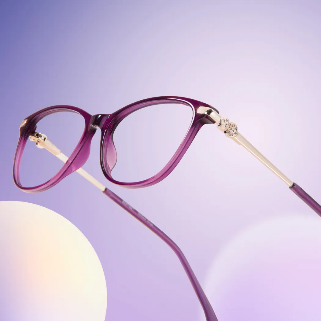 Cat-eye Transparent Purple Eyeglasses