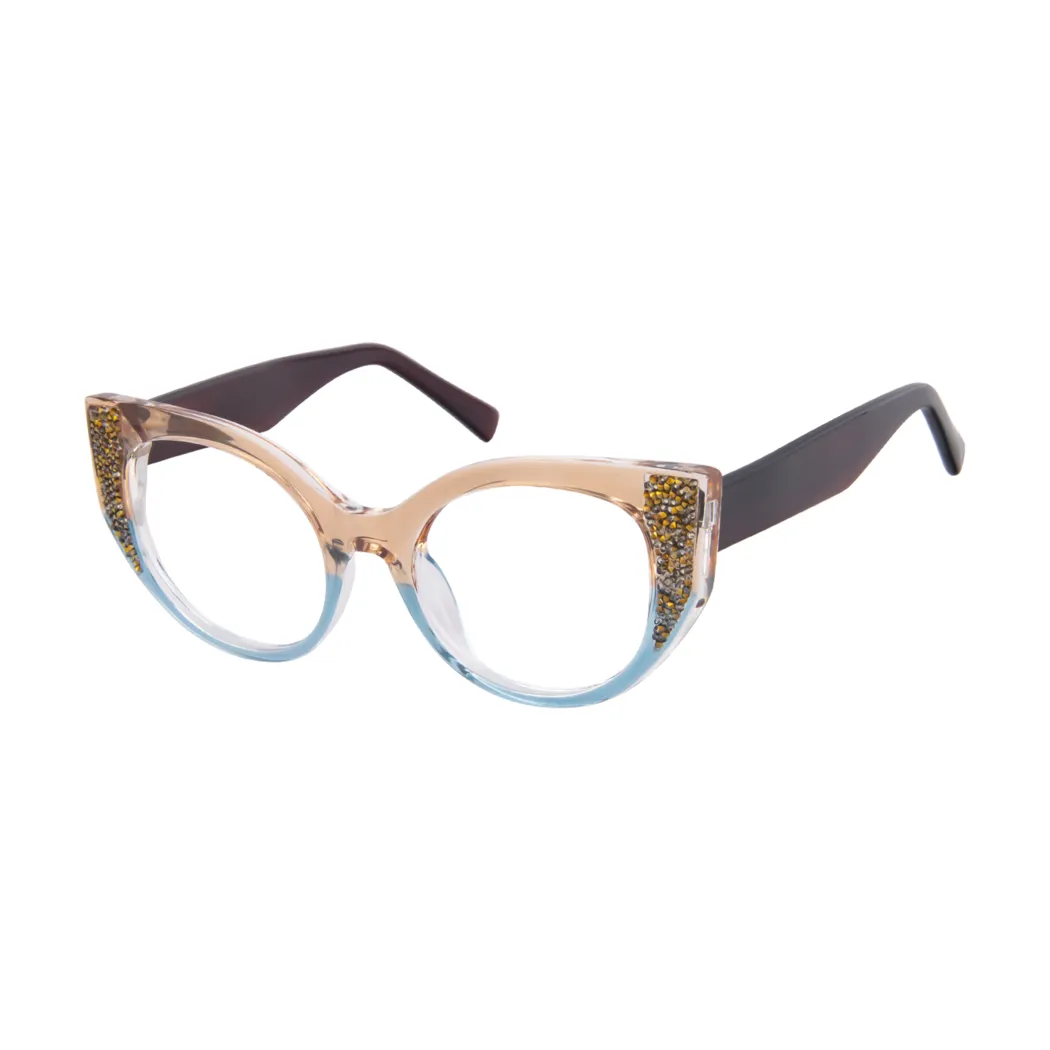 Cat-eye Transparent Amber/Transparent Blue Eyeglasses