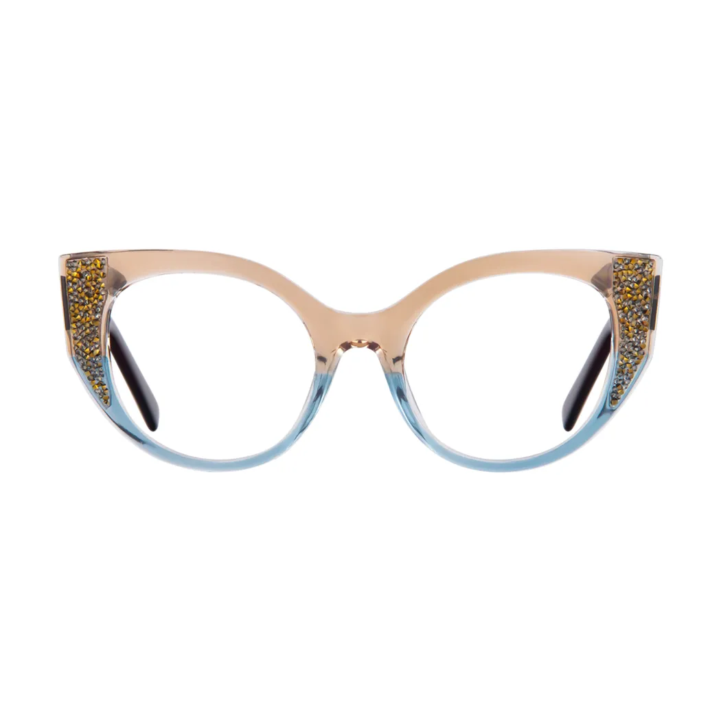 Cat-eye Transparent Amber/Transparent Blue Eyeglasses