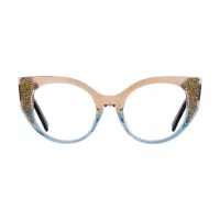 Cat-eye Transparent Amber/Transparent Blue Eyeglasses