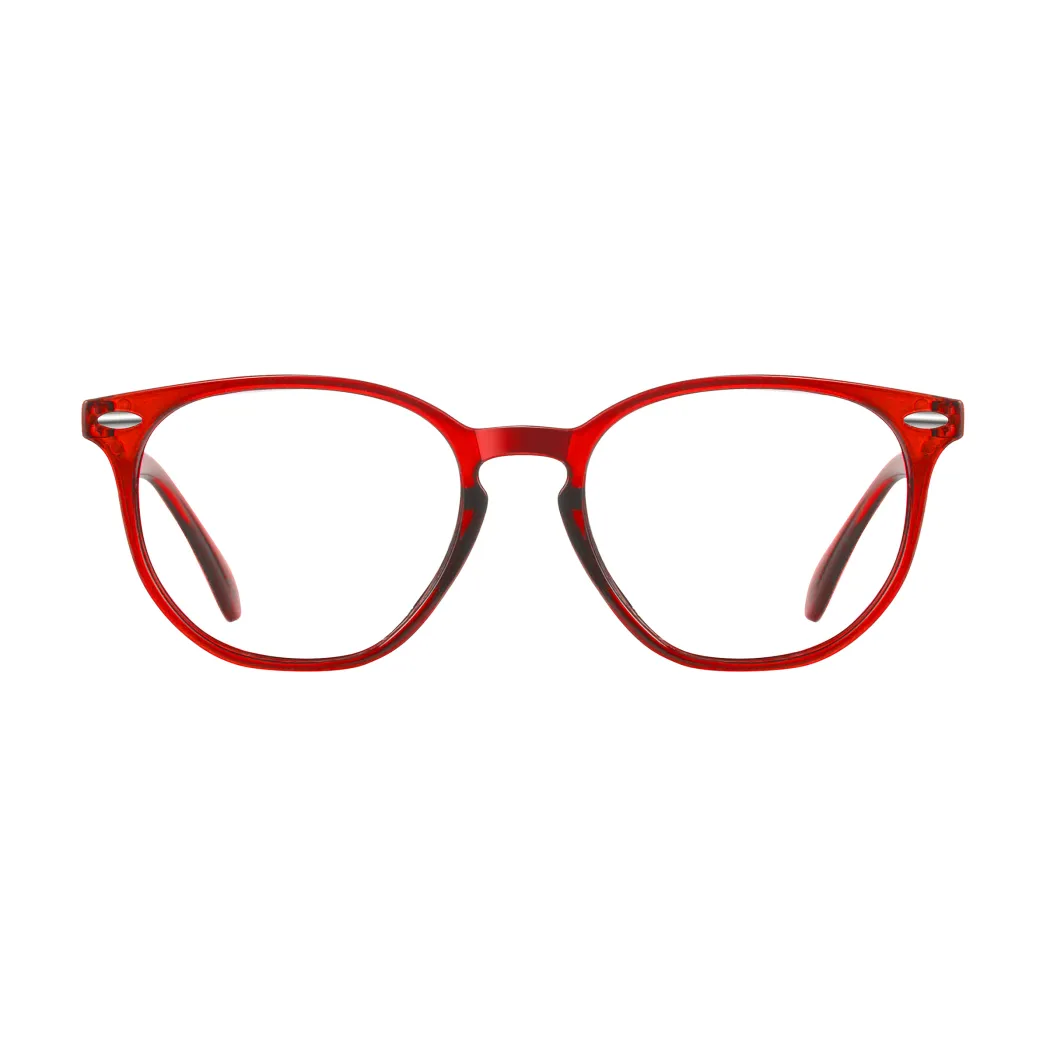 Round Transparent Red Eyeglasses