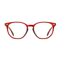 Round Transparent Red Eyeglasses