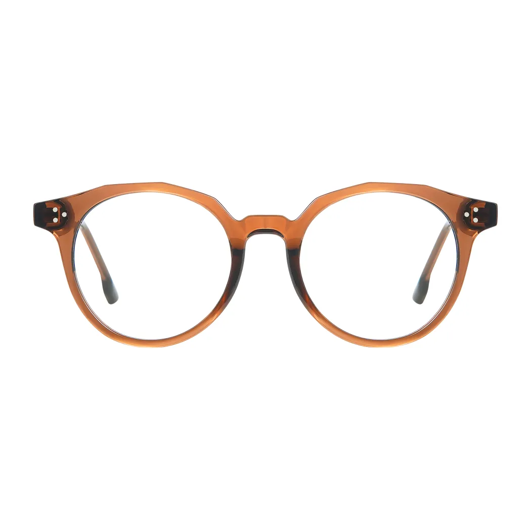Round Transparent Brown Eyeglasses