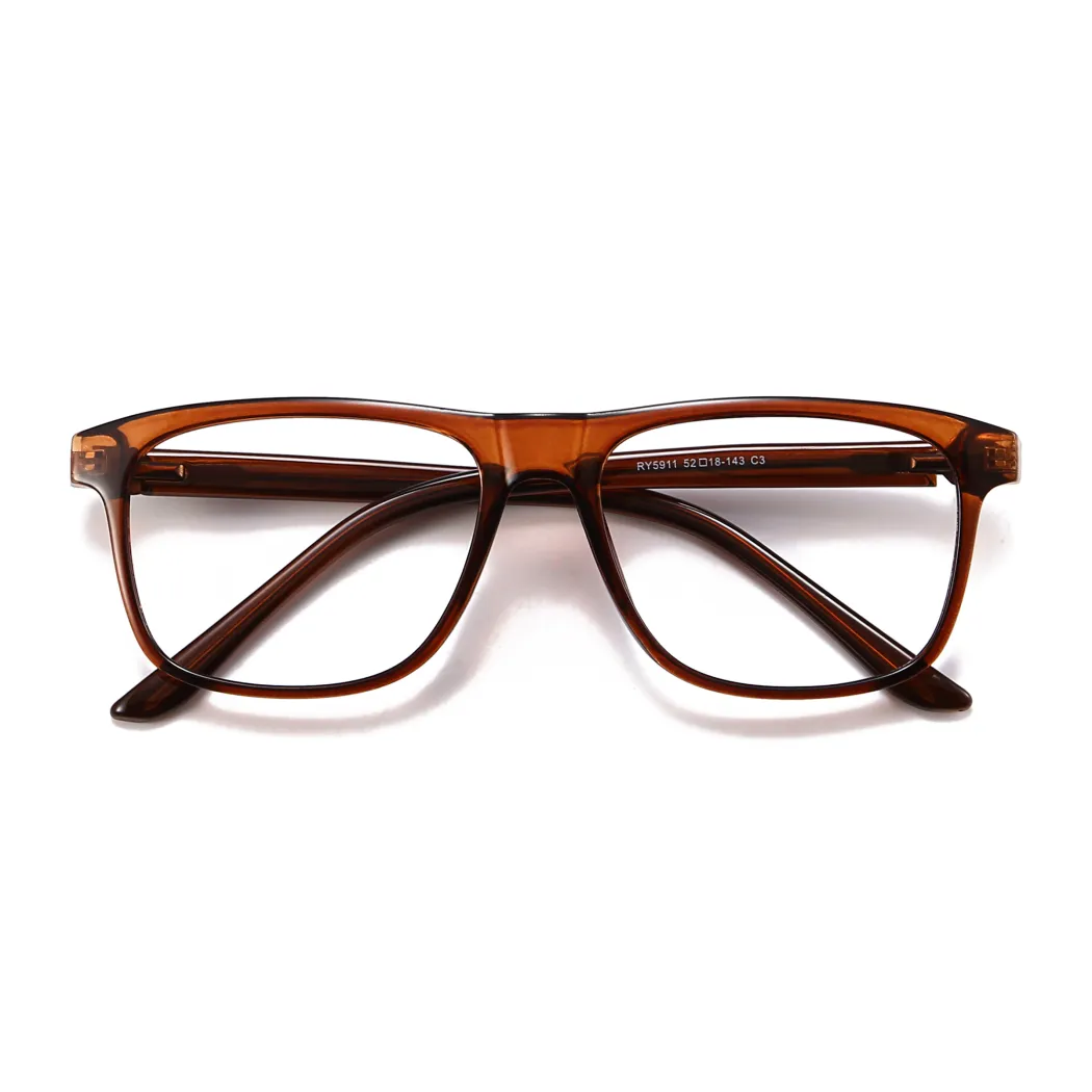 Rectangle Light Brown Eyeglasses