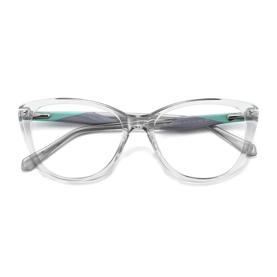 Cat-eye Transparent Gray Eyeglasses