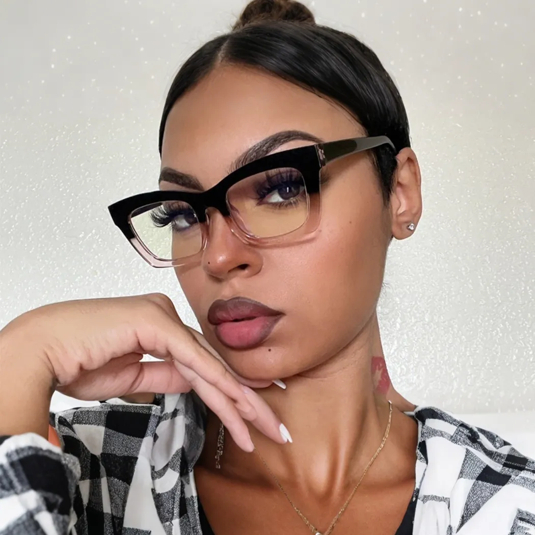 Cat-eye Black/Pink Gold Eyeglasses