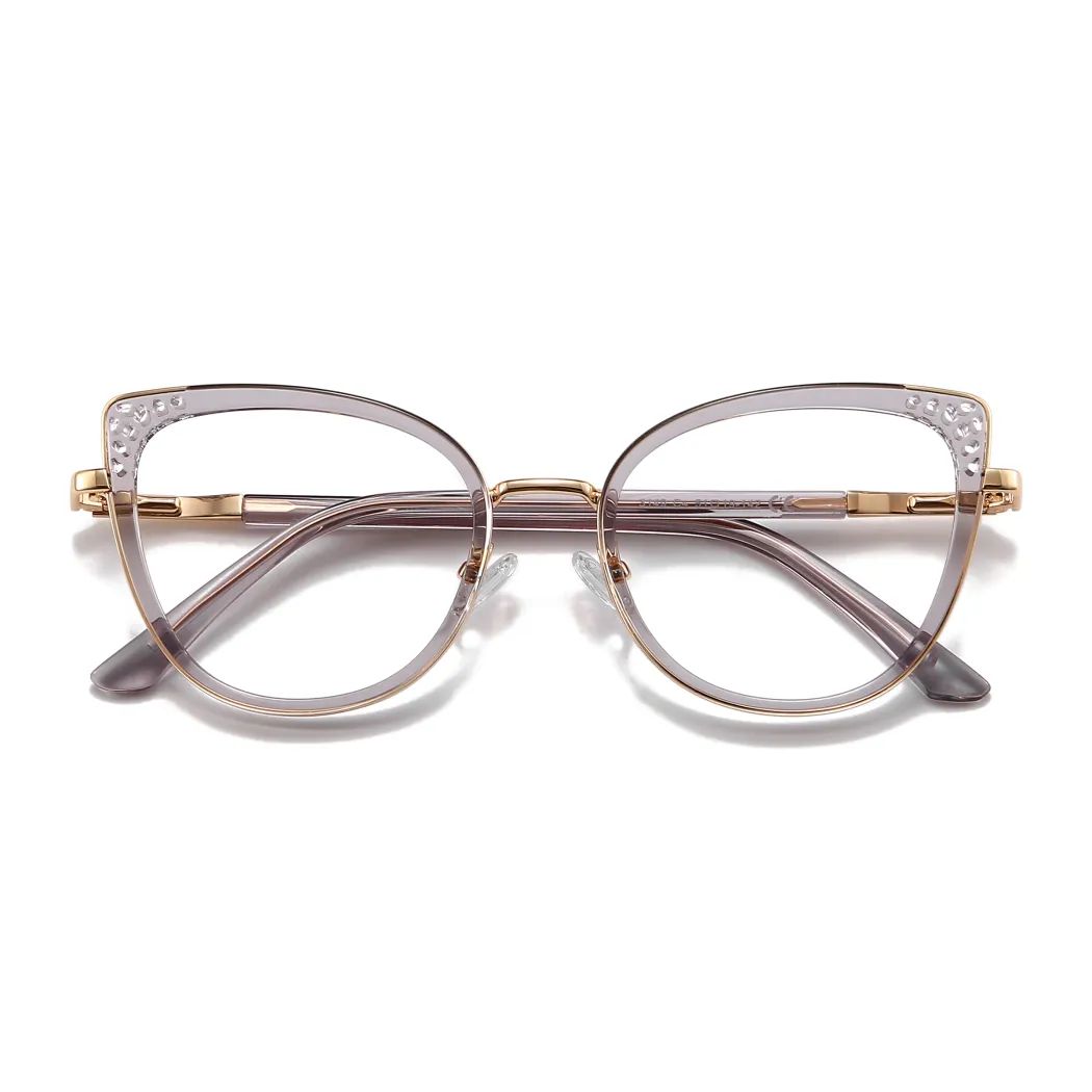 Cat-eye Transparent Gray Eyeglasses