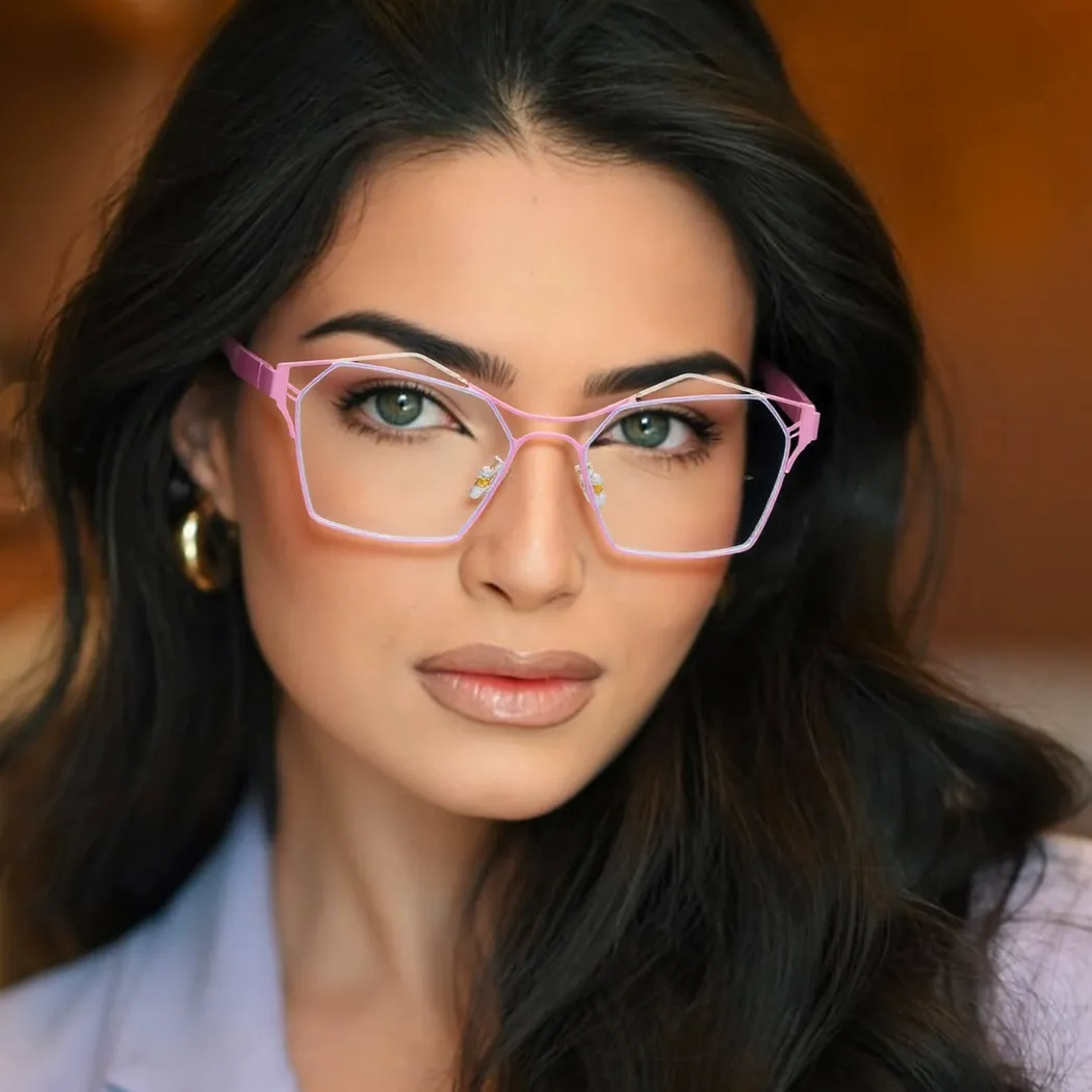 Geometric Pink Eyeglasses