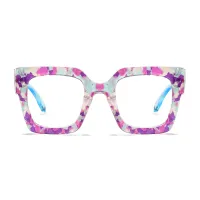 Square Transparent Purple Eyeglasses