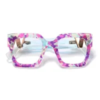 Square Transparent Purple Eyeglasses