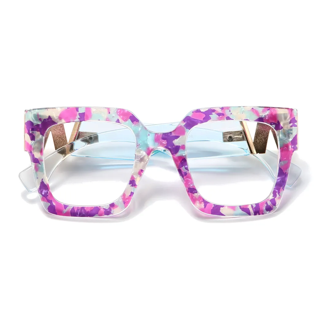 Square Transparent Purple Eyeglasses