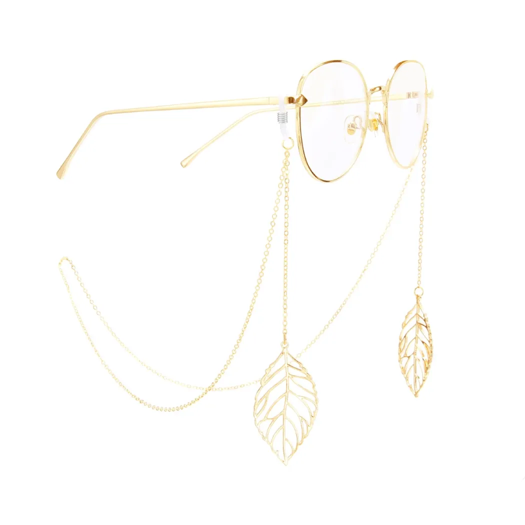 Gold-colored eyeglasses chain