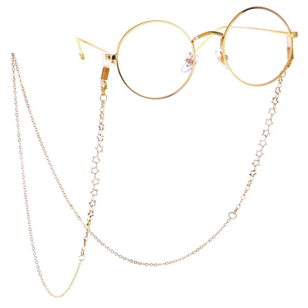 Gold-colored eyeglasses chain