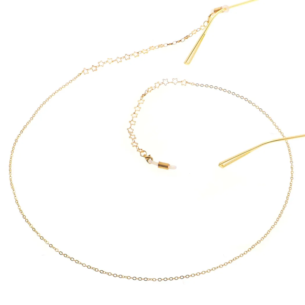 Gold-colored eyeglasses chain