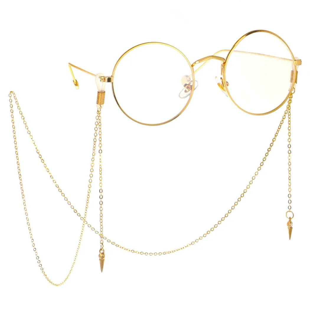 Gold-colored eyeglasses chain