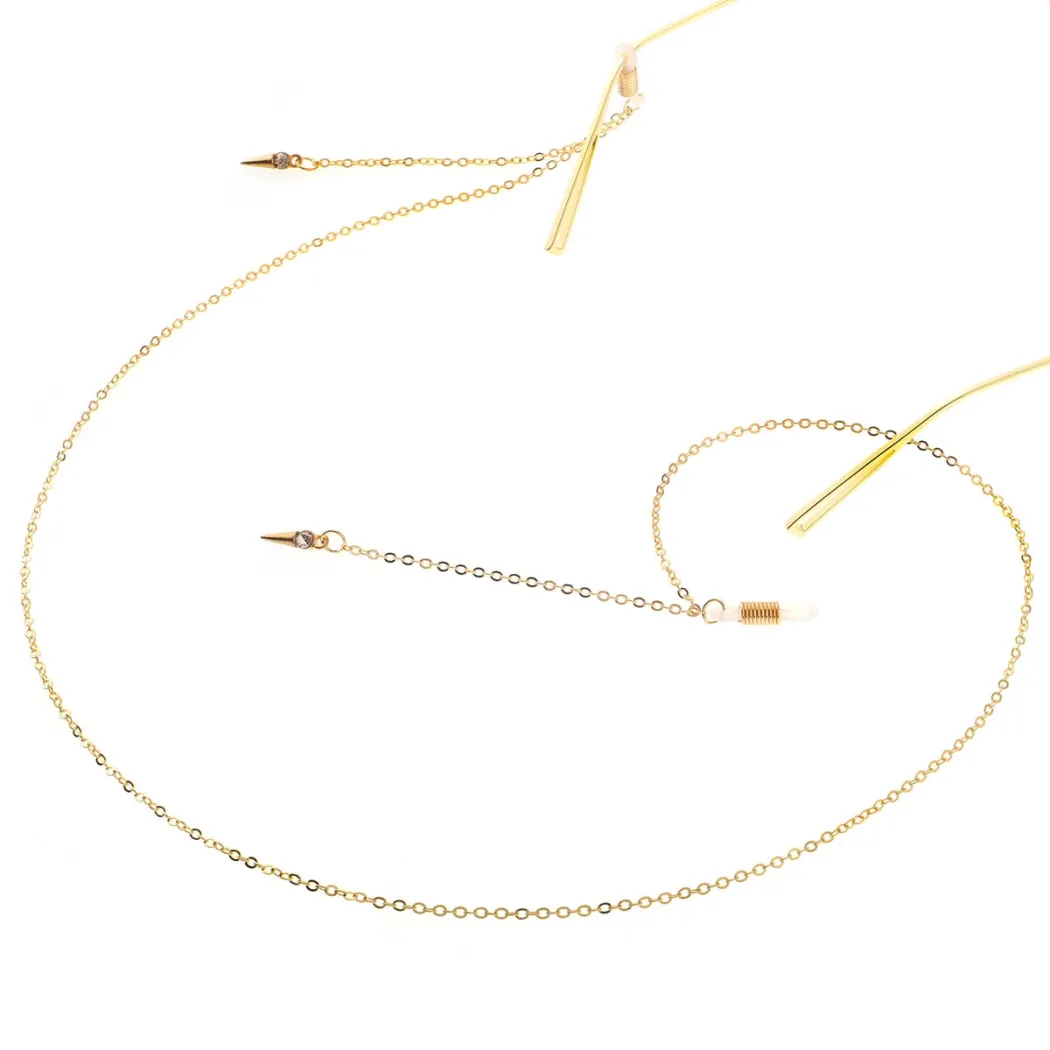 Gold-colored eyeglasses chain