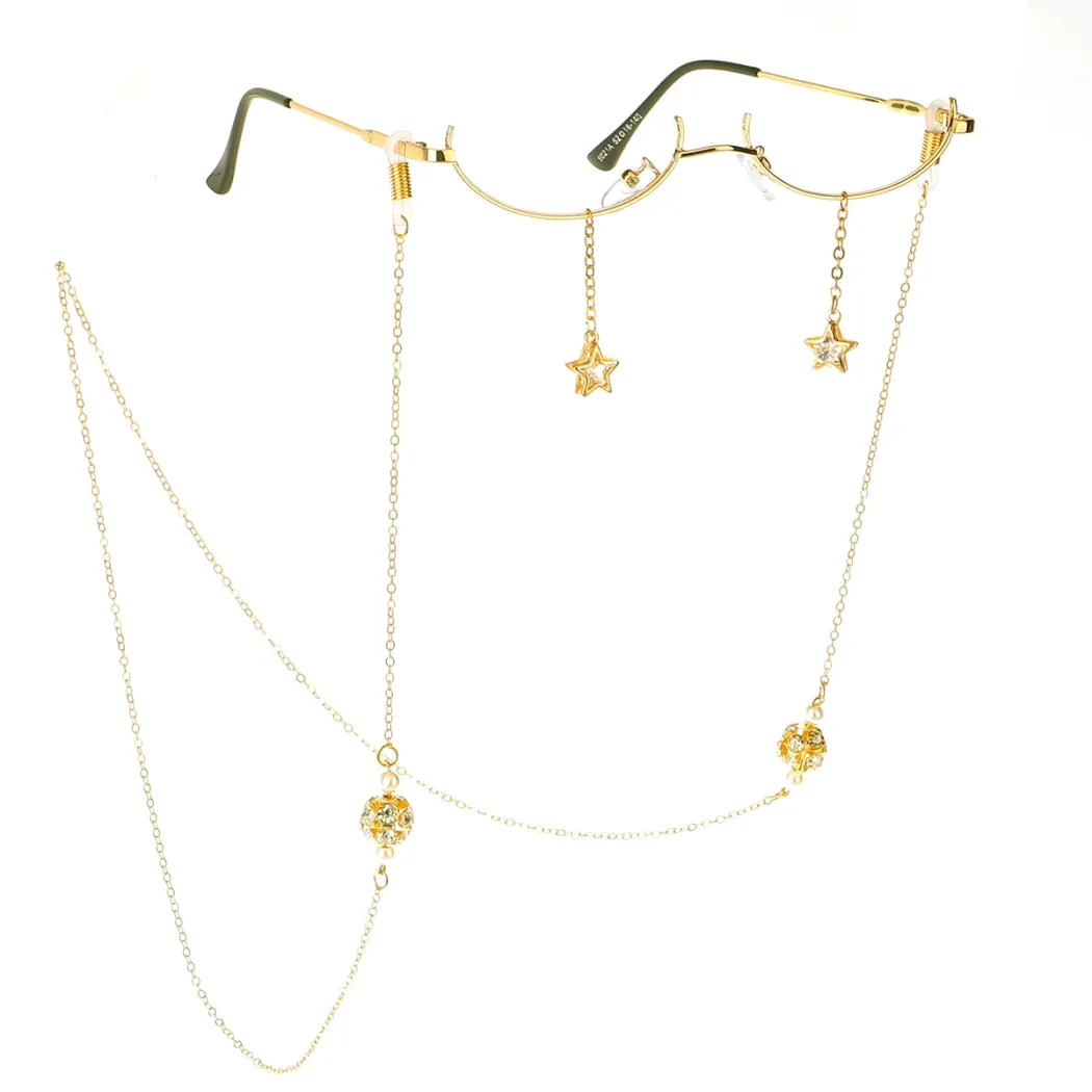 Gold-colored eyeglasses chain