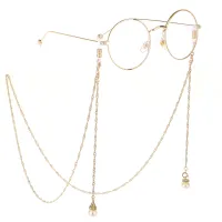 Gold-colored eyeglasses chain