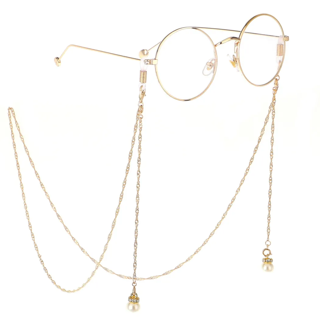 Gold-colored eyeglasses chain