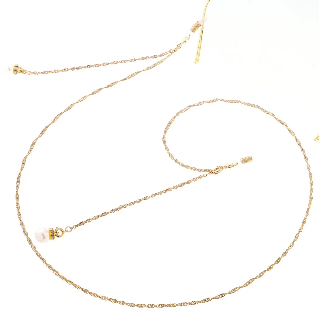 Gold-colored eyeglasses chain