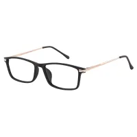 Rectangle Black Gold Eyeglasses