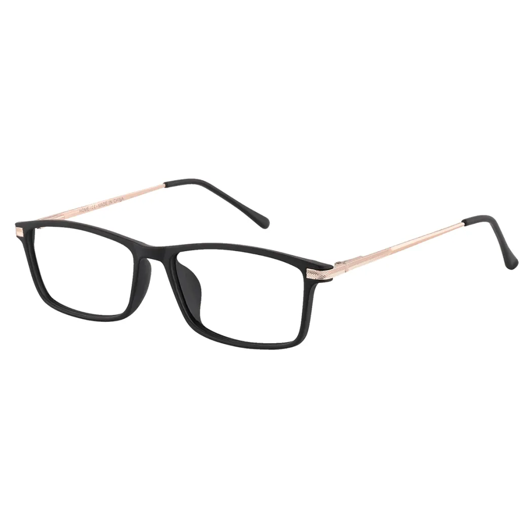 Rectangle Black Gold Eyeglasses