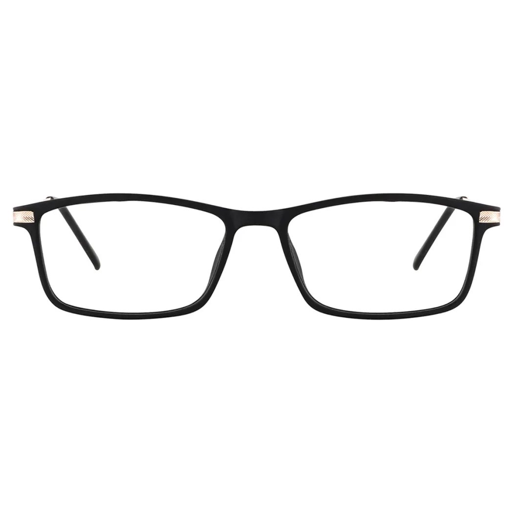 Rectangle Black Gold Eyeglasses